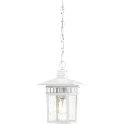 Nuvo Lighting 60/4954  Cove Neck - 1 Light - 12" Outdoor Hang with Clear Seed Glass in White Finish